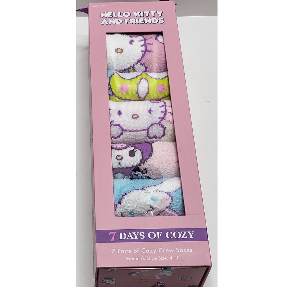 New Hello Kitty and Friends Womens 7 Days of Cozy Crew Socks Shoe Size 4-10
